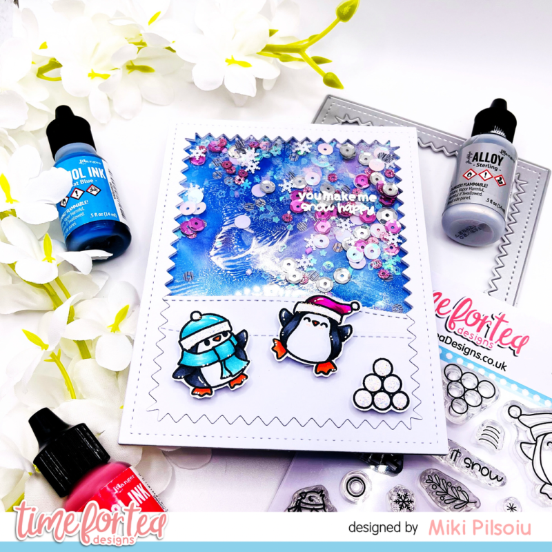 You make me snow happy – shaker card